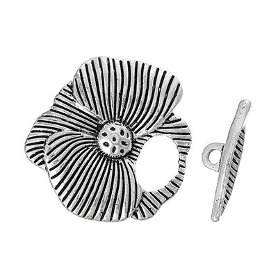 Antiikhõbedane T-kinniti/suur lill/29mm