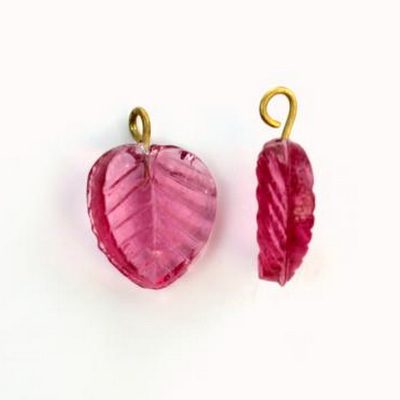 Vintage klaasist leheke/roos/13x12mm